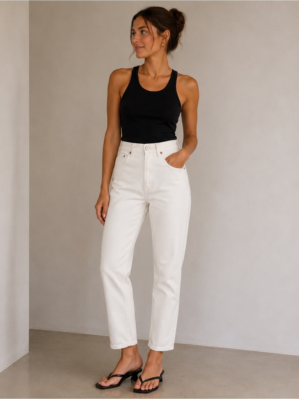 Abercrombie Curve Love Ultra High Rise Slim Straight White Jeans Size 30 Size 10